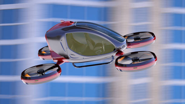 istock Electric Passenger Drone flying in front of buildings. 1133414751