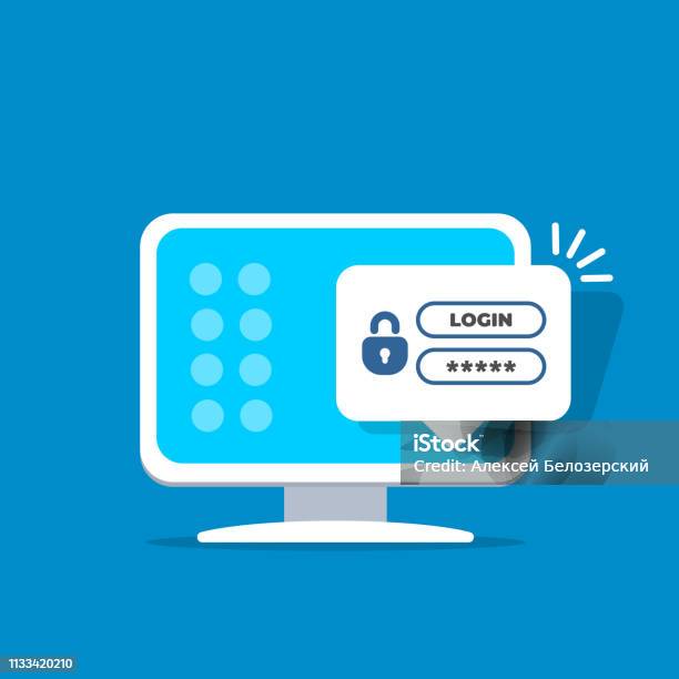 Desktop Lockdown Notification Icon Notification With Lock And Password On Screen Computer Stock ...