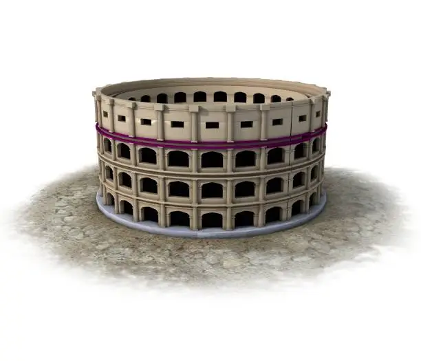 Colosseum, amphitheater, medieval building, 3d visualization, illustration
