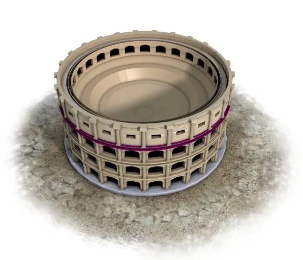 Colosseum, amphitheater, medieval building, 3d visualization, illustration