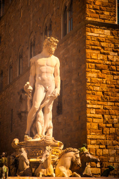Sculpture of Neptune of Fountain Neptune in Piazza della Signoria in Florence SONY DSC Cosimo stock pictures, royalty-free photos & images