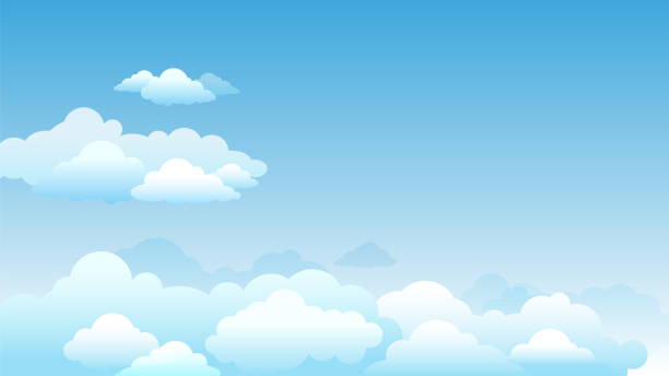 ilustraciones, imágenes clip art, dibujos animados e iconos de stock de ilustración vectorial de gradiente brillante de nubes nudosas - scape