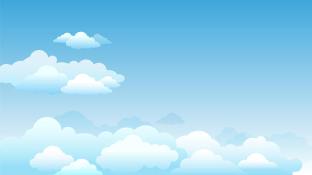 cloudscape와 무성 한 구름의 밝은 그라데이션 벡터 일러스트 레이 션 - backgrounds sunbeam horizontal spring stock illustrations