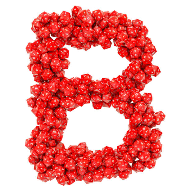 istock Alphabet letter B from red twenty-sided dice, 3D rendering isolated on white background 1133430860
