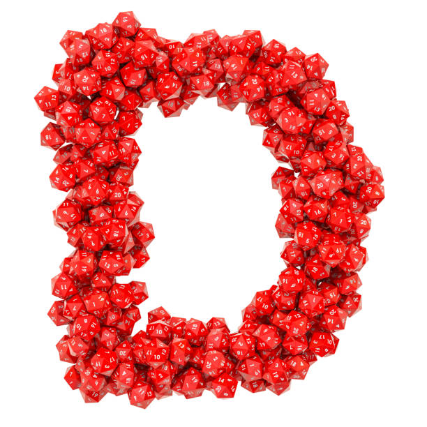 istock Alphabet letter D from red twenty-sided dice, 3D rendering isolated on white background 1133430861