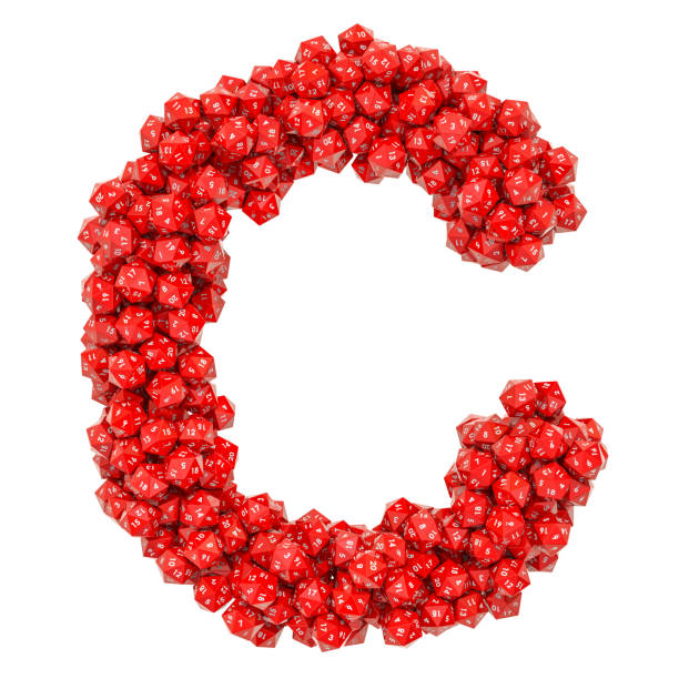 istock Alphabet letter C from red twenty-sided dice, 3D rendering isolated on white background 1133430865