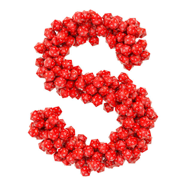 istock Alphabet letter S from red twenty-sided dice, 3D rendering isolated on white background 1133430890