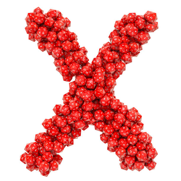 istock Alphabet letter X from red twenty-sided dice, 3D rendering isolated on white background 1133430900