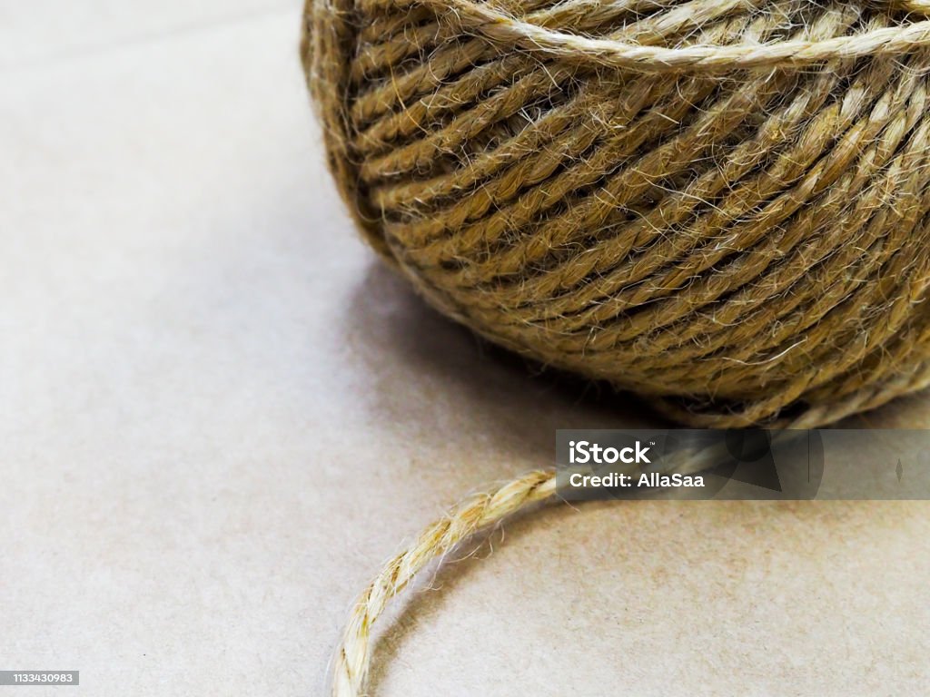 Natural Jute Twine Roll Top View On White Wood Background Diy Wrap Gift  Hemp Rope Cord String Roll Supplies And Tools For Handmade Hobby Leisure  Stock Photo - Download Image Now - iStock