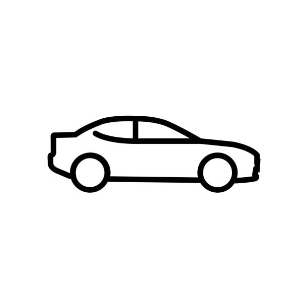 자동차 라인 아이콘 흰색 배경에 고립 - car stock illustrations