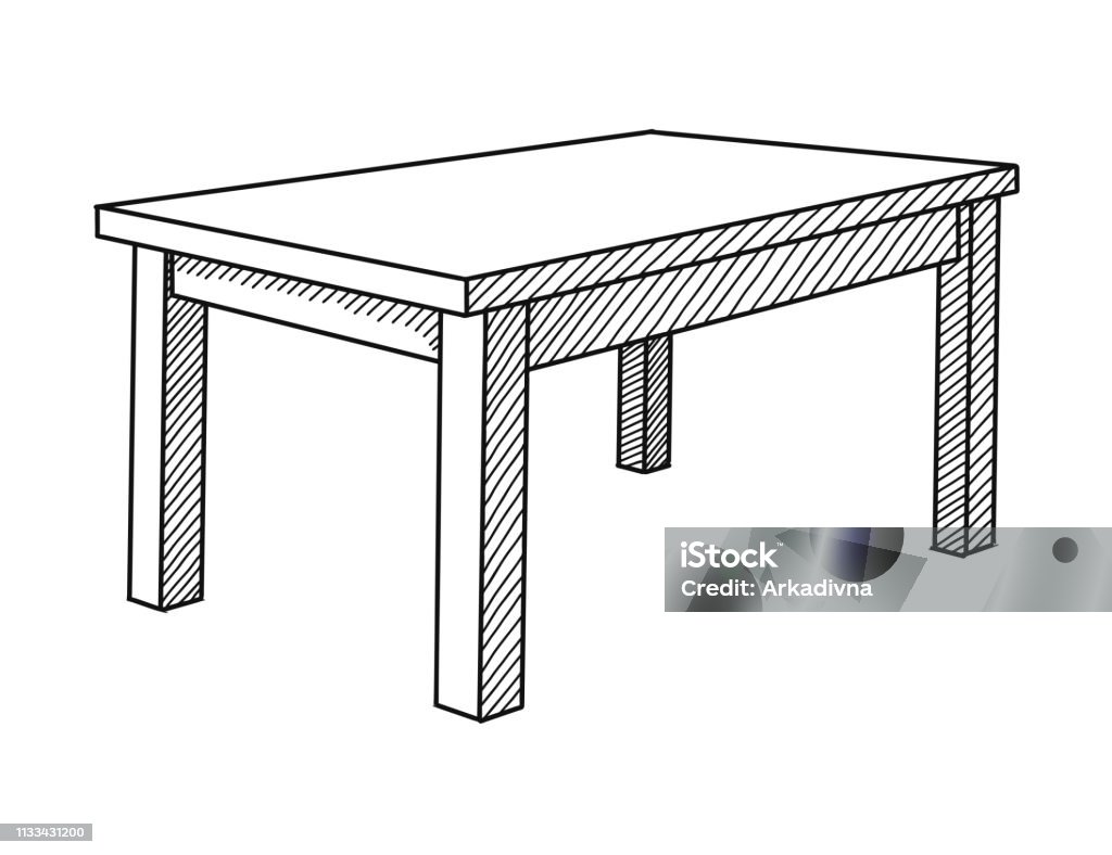 Realistic sketch of the table in perspective. Vector illustration Table stock vector