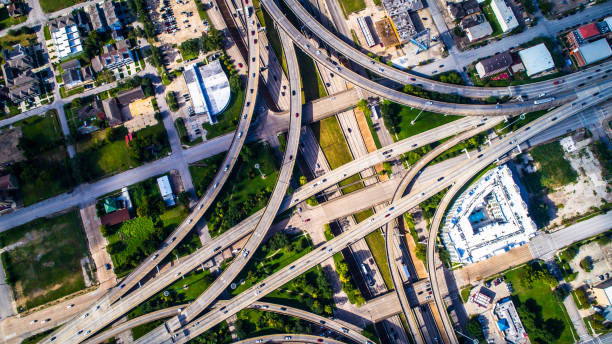 istock Houston Texas top down view above interchange and looped highways 1133436006