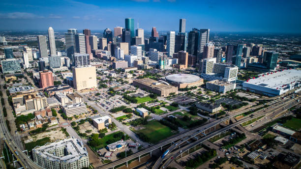 istock Aerial Drone view above Busy Houston Texas USA 1133436034
