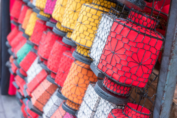 Many colorful chinese lanterns as chinese traditional background texture