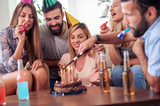 istock Happy woman celebrating birthday 1133437210