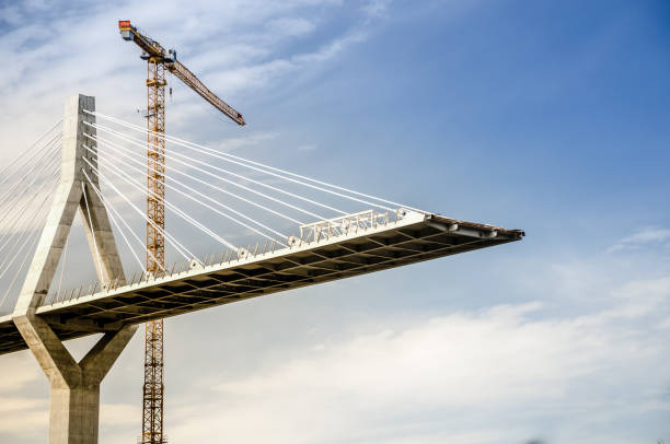 pont de poyab en construction, fribourg, suisse - pont suspendu photos et images de collection