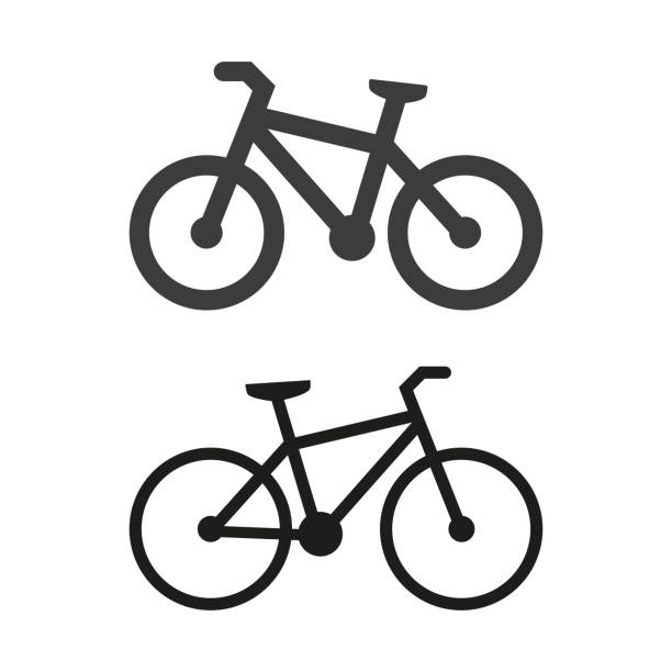 illustrations, cliparts, dessins animés et icônes de icône de bicyclette sur le fond blanc. - vélo