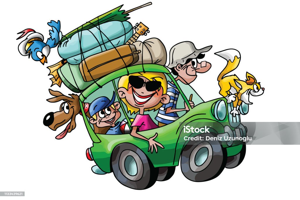 Ilustración de Familia De Dibujos Animados Va De Vacaciones Con Sus Coches  Completamente Cargado Ilustración Vectorial y más Vectores Libres de  Derechos de Familia - iStock