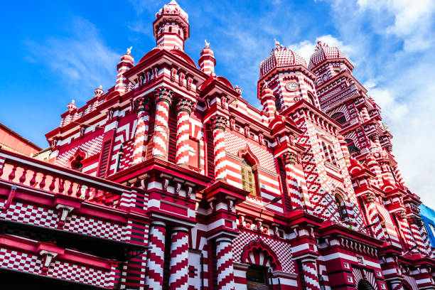 View on Jami-Ul-Alfar Mosque or Red Masjid Mosque is a historic mosque in Colombo, Sri Lanka stock photo