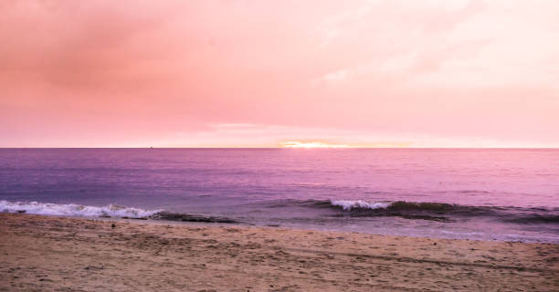 por do sol cor-de-rosa na praia de negombo em sri lanka - sunset beach flash - fotografias e filmes do acervo