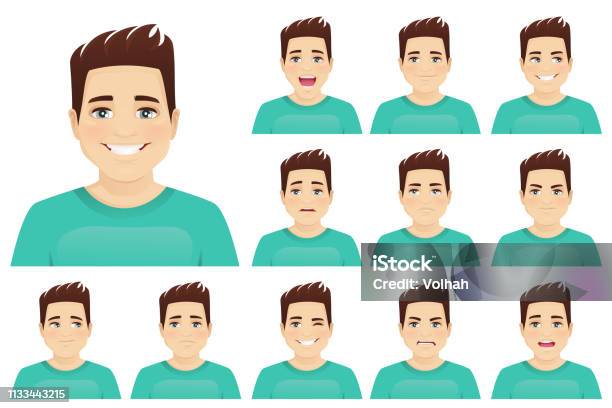 How Expression Man Young Man Expression Set Stock Illustration - Download Image Now ...