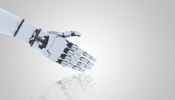 istock Robot hand showing gesture, isolated on white background. 1133444085