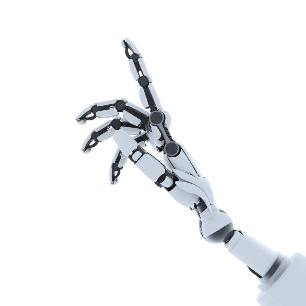 istock Robot hand showing gesture, isolated on white background. 1133444092