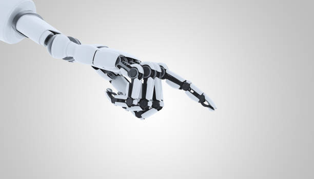 istock Robot hand showing gesture, isolated on white background. 1133444123