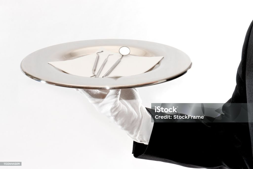 Present and bring Waiter brings or presents, symbol Austria Stock Photo