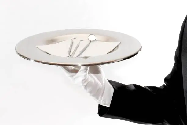 Waiter brings or presents, symbol