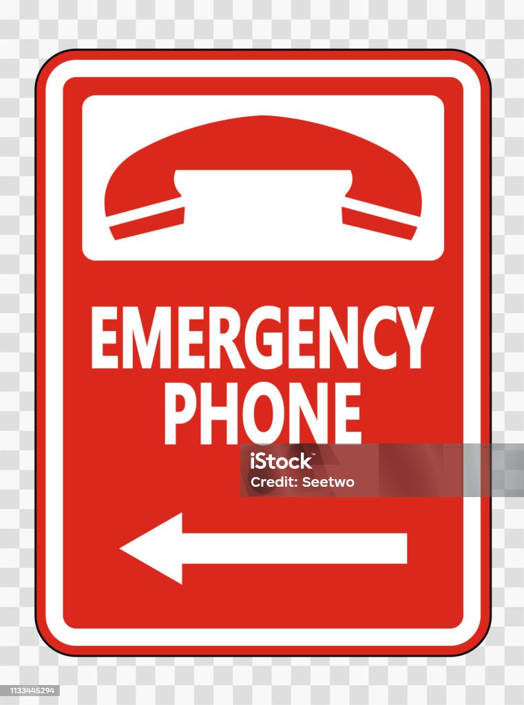 Emergency Phone Sign On Transparent Background Stock Illustration