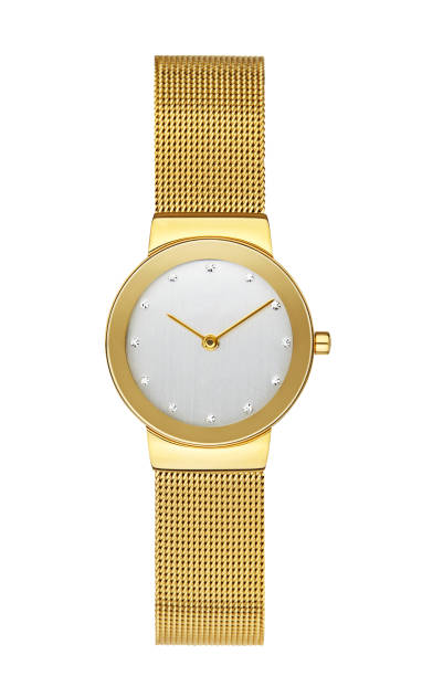 istock Gold wrist watch isolated on white with diamond 1133446572