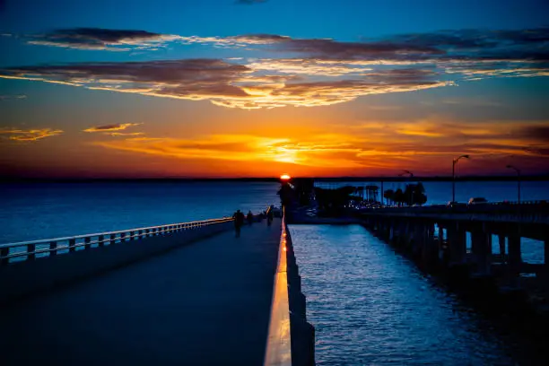 Courtney Campbell Bridge Sunset Aligned With Rail