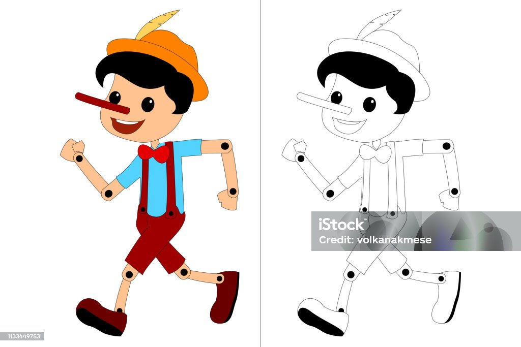 Ilustración de Pinocchio Cuento Libro Para Colorear Ilustración Vectoral y  más Vectores Libres de Derechos de Pinocho - iStock
