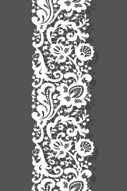 ilustrações de stock, clip art, desenhos animados e ícones de lace ribbon with floral ornament - wedding rose lace backgrounds