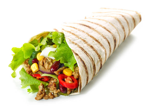 istock Tortilla wrap with fried minced meat and vegetables 1133451111