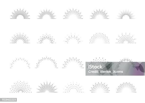 Sunburst Set Big Collection Sunburst Best Quality Star Firework Explosion Logo Emblem Tag Web Banner Vector Illustration Stock Illustration - Download Image Now