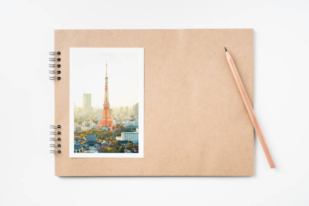 kraft notebook with tokyo travel concept