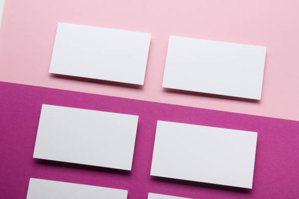 istock Business cards blank. Mockup on color background. Flat Lay. copy space for text 1133459964
