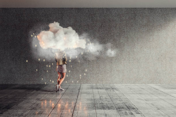 istock Casual young woman VR cloud computing in the office 1133460927