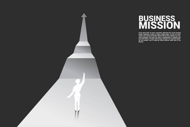 istock Silhouette of businessman point up to next step of growth graph. 1133462268