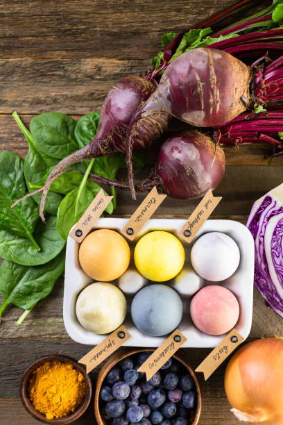 istock Easter eggs painted with natural egg dye from fruits and vegetables. 1133462399