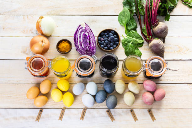istock Easter eggs painted with natural egg dye from fruits and vegetables. 1133462448