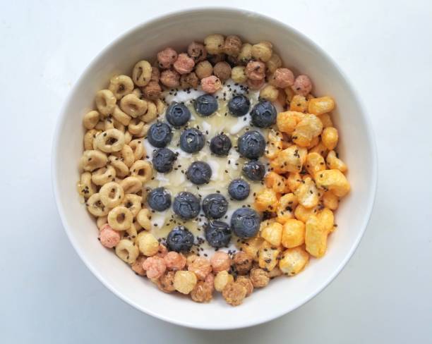 istock Vanila yogurt and mixed cereals topped with blueberry fresh fruit - Cereal Yogurt Breakfast 1133465145
