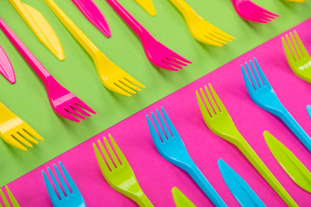 istock Many color plastic cutlers on a bright background 1133468583