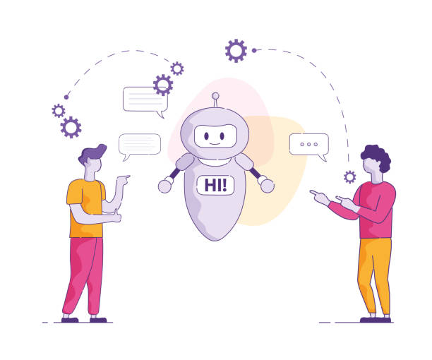 ilustrações, clipart, desenhos animados e ícones de chat bot say hi vector inteligência artificial. - wireles