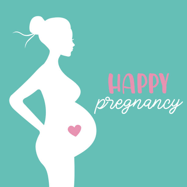 векторная иллюстрация счастливой беременности. может быть использован для карт, листовок, плакатов. - silhouette mother baby computer graphic stock illustrations