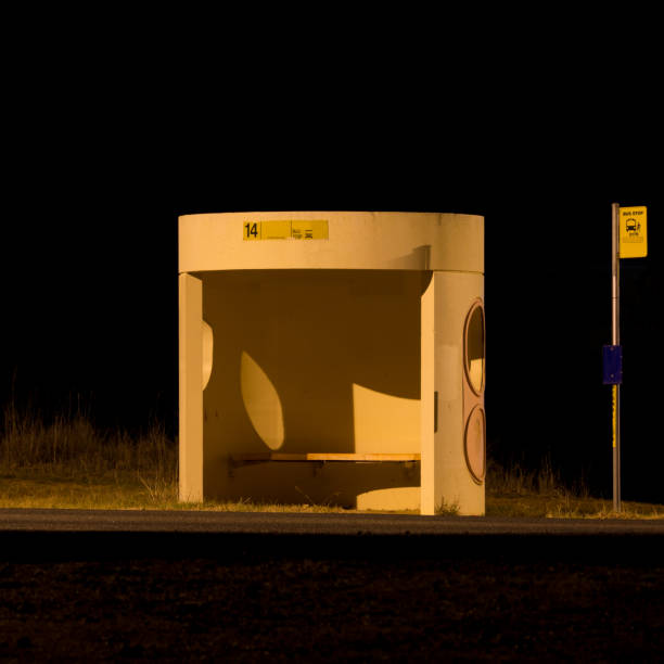 Shadowy Bus Shelter at Night