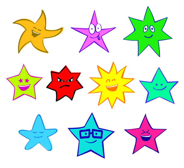 mutlu sevimli gülümseyen eğlenceli yıldızlar - ian stock illustrations