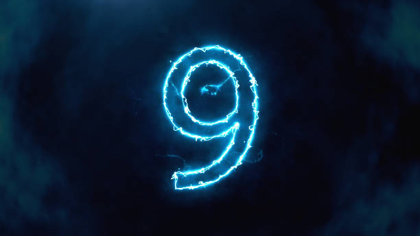 istock Electric and Futuristic 3D Illustration counter counting down from ten to zero. Big Numbers with fog and cloud. Number 9 1133477708